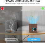Aluminum Housing Smokeless Ashtray, Multifunctional 3 in 1 Smoke Ashtray with Lighter & USB Rechargeable, HEPA Filter, Home or Office (Wood grain)