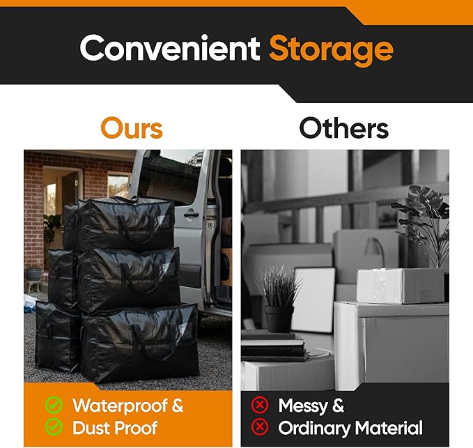 HOLDN’ STORAGE 10-Pack Moving Bags, Large Storage Totes with Zipper Lids, Heavy-Duty Reusable for Clothes, Bedding, Books, 30 Gallons Each