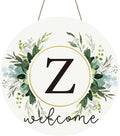 Monogram Letter Z Wreaths for Front Door Wreath Wooden Welcome Sign for Front Door Decor Floral Family Last Name Initial House Warming Spring Summer Porch Rustic Wall Home Kitchen Boho Decorations