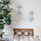 ZEXUIRU 2 Pcs Abstract Metal Art for Wall Decor Living Room Bedroom Bathroom Office Metal Bling Modern Geometric Hanging Vertical Small Iron Sculpture Plaque Pack -Black 24in