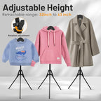 Adjustable Shirt Display Stand 32-63 Inch, Foldable Clothing Display Stand for Retail Vendors, T Shirt Mannequin Torso, Steamer Rack Stand for Dress Clothes Garment