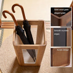 Umbrella Stand with Removable Plastic Drip Tray, Spacious Storage Bucket, for Home Entryway Decoration and Hotel Lobbies, Features a Solid Wood Umbrella Bucket, Acrylic Frame(Natural)