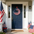 18 Inch Patriotic Red White Blue Wreath for Front Door, 4th of July Soft Touch Flower Wreath for Indoor Outdoor, Independence Day Memorial Day American Flag Wreaths