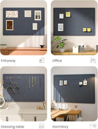 Fluxynara Bulletin Board,35.4" x 23.6" Cork Board Alternative with 12 Safe Removable Adhesive Tabs, Foldable Felt Pin Board for Home Office, Classroom, Bedroom,Entryway for Walls—Navy Blue