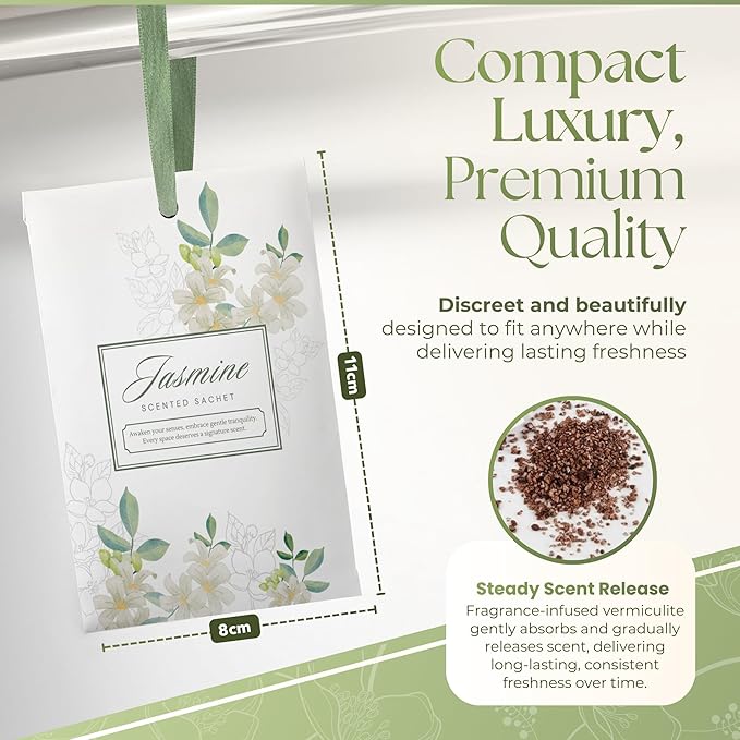 15 Pack Jasmine Sachets for Drawers and Closets, Scented Sachets for Drawers, Closet Freshener Sachet for Drawers to Refresh Any Space, Jasmine Sachet Bags, Scented Drawer Fresheners (New)