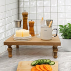 Wooden Riser Decorative Tray, Farmhouse Wood Pedestal Stand, Rustic Tray Riser Display Stand, Coffee Bar, Dining Room, Centerpiece, Kitchen, Bathroom Table Decor (Wood)