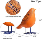Quoowiit Bird Figurine, Modern Sculpture and Statues for Home Decor, Animal Statues for Bookshelf, Table, Entryway, Fireplace, Resin Decorative Sculpture with Chic Polka Dots Art Design (Orange)