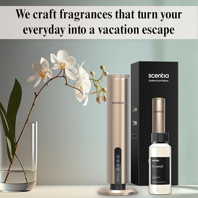 Scentia Hotel Diffuser Oil Inspired by 5-Star Hotel Scent - 120 mL 4.06 fl oz - Essential Oil Blend Botanical Jasmine, Bergamot & Fresh Notes for Aromatherapy Diffusers - Coastal, Christmas Gift