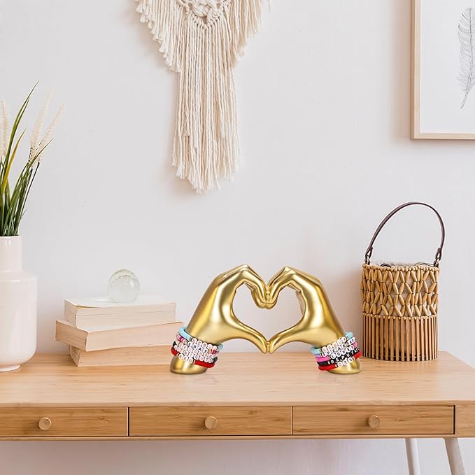 DOVDOV Heart Hand Sculpture, Gold Shelf Decoration Aesthetics for Room Bookshelf Coffee Table Dining Table Centerpiece, Birthday Gift and Memorial Gift for Women, Girlfriend Girls Mom.
