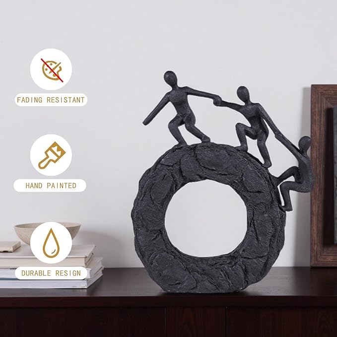 Abstract Sculptures - Living Room and Office Dynamic Climbing Wall Character Decoration, Black Statue 7x8x1.5 inches Elegant Black Home Decoration Gift Creativity