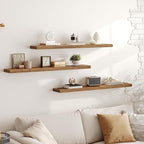 RALGEND Floating Shelves for Wall, 1.5" Thick Wall Shelf Set of 3 with Invisible Bracket, L47.2 x W7.9 Hanging Shelves Farmhouse Home Decor for Bathroom, Living Room, Bedroom, Rustic Brown 12301BJP3BF