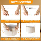 OUTON Beige Lamp shades Set of 2, Large Drum Lamp Shades for Floor Lamps, 16" Top x 16" Bottom x 9" High, Easy to Assemble, Replacement Linen Lampshades for Table Lamps & Bedside Lamps (1.65" Spider)