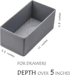 Small Foldable Fabric Drawer Organizer 3-Pack - 11“ Breathable Closet & Dresser Storage Bins for Socks, Underwear, Bras & Baby Clothes, Gray