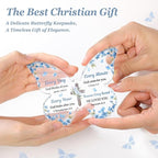 Christian Gifts for Women Faith, Butterfly Acrylic Plaque Sign, Religious Gifts for Women on Mothers Day Birthday Christmas, Spiritual Present for Female Friend Family, 5x3.8x0.5 Inch - Blue