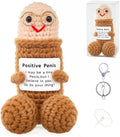 Funny Positive Crochet Animals Gag Doll Emotional Support Stuffed plushies for Adult Men Women,Weird Things Motivational White Elephant (Brown Doll with Glasses)