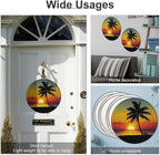 Wall Picture, with Sunset Palm Tree Printed Circular Iron Hanging Picture,Wall Art Decor,Home for Bedroom Living Room Bathroom Decor,Iron Painting 11.8X11.8 in