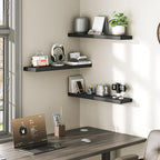 RALGEND Floating Shelves for Wall, 1.5" Thick Wall Shelf Set of 3 with Invisible Brackets, 23.6L x 7.9W Hanging Book Shelves Farmhouse Home Decor for Bathroom, Living Room, Bedroom, Black 6301BJP3BK