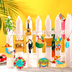 Geelin 36 Pcs Summer Wood Hanging Ornaments for Tree Mini Tree Decorations Hawaiian Beach Wooden Pendant Decorations with String for Luau Party Supplies(Aloha)