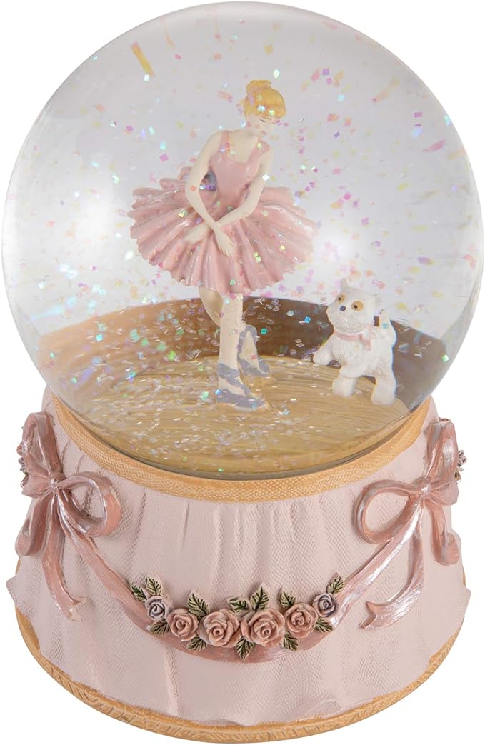 Ballerina Snow Globe for Girl's Birthday, Rotating and Mechanical Real Glass Snowglobe Gift for Adult Women, Wife, Daughter and Granddaughter, with Music Greensleeves, Gift Box Packed