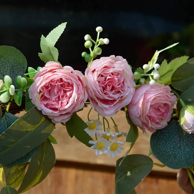 Artificial Peony Swag, 15.7inch Pink Flowers Swag Floral Swag Arrangements Decorative Wedding Arch Flowers for Wedding Arch Front Door Wall Decor