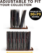 Expandable Vinyl Record Storage, 30-70 LPs Now Playing Record Holder, Wood Vinyl Album Storage Rack for LP Records/Magazines/Music Lovers