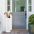 Umbrella Stand for Entryway, Metal Umbrella Holder, Freestanding Umbrella Stand Round Umbrella Holder Bin Waterproof Umbrella Storage Rack Indoor Walking Stick Holder for Home Entryway(15*42cm,White)