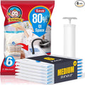 BoxLegend Vacuum Storage Bags with Hand Pump 6 Medium 19.68’’x27.56’’ Thickened Waterproof Vacuum Seal Bags for Clothing Bed Sheets Pillowcases Compression Space Saving for Moving Closet Storage