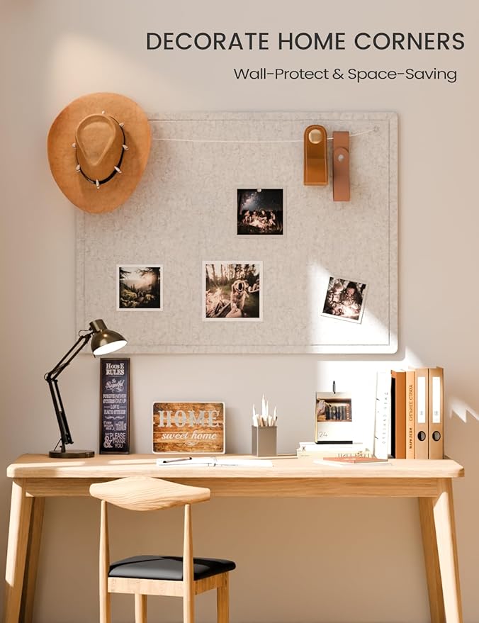 Fluxynara Large Bulletin Board, 47.2" x 35.4" Cork Board Alternative with 24 Safe Removable Adhesive Tabs, Foldable Felt Pin Board for Home Office, Classroom, Bedroom,Entryway for Walls—Aqua Blue