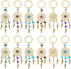 PH PandaHall 12pcs Dream Catcher Keychain Stone Key Chains Crystal Quartz Gemstone key Rings Feather Key Chain Dream Catcher Keyring Lucky Decor for Bag Home Hanging Ring Ornaments Car Pendant