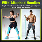 Leyndo 5 Pcs Exercise Resistance Bands with Handles Physical Resistance Tube Workout Bands with Door Anchor for Men Women Muscle Toning Strength Training