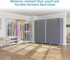VIPEK V5C Portable Bedroom Armoires Wardrobe Closet with Cover, Heavy Duty Covered Clothes Rack Adjustable Closet Rack, White Metal Clothing Rack with Grey Oxford Fabric Cover, 68.9" Lx15.7 Wx76.4 H