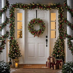 HappyFiller 15" Wreath Hanger for Front Door, Ultra-Sturdy Metal Over the Door Hook for Christmas, Easter & Seasonal Decor, Slim Fit Heavy Duty Single Door Hanger, Weather-Resistant, Matte Black