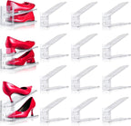 Adjustable Shoe Slots Organizer,12PACK Transparent Shoe Stackers Shoe Rack Holder Shoe Space Savers Double Layer Stack Shoe Racks for Closet Organization(Transparent)