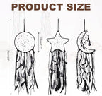 PATIKIL 28" Moon Sun Star Dream Catchers Set, Feather Handmade Dream Catchers Wall Hangings Art Decor for Home Wedding Bedroom Living Room Ornament,Black