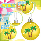 HyDren 40 Pcs Summer Tree Ornaments 1.2 Inch Mini Summer Hanging Tree Decorations Coconut Dot Wave Stripe Flamingo Ornaments Tropical Party Decor for Home Luau Holiday Decorative Supplies