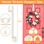 Dreecy 12” Wreath Hangers for Front Door, Christmas Wreath Hanger Holder, White Over The Door Wreath Hanger Hooks for Hnaging Christmas Front or Back Door Reef Decoration 2 Pack