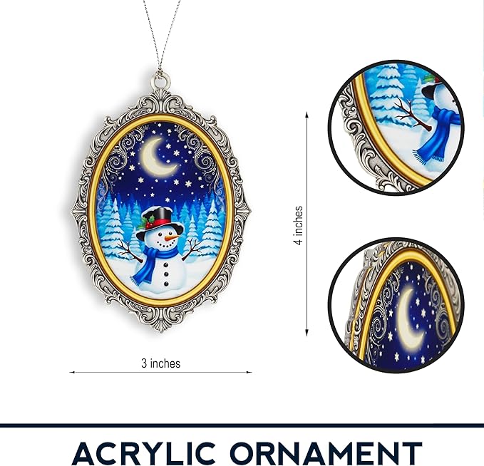 Snowman Christmas Ornaments 2026, Cute Snowman Ornament, Vintage Winter Wonderland Decor, Xmas Ornaments Gift for Boss, Coworker, Family, Friends, Christmas Decorations for Window Hanging, Car Hanging