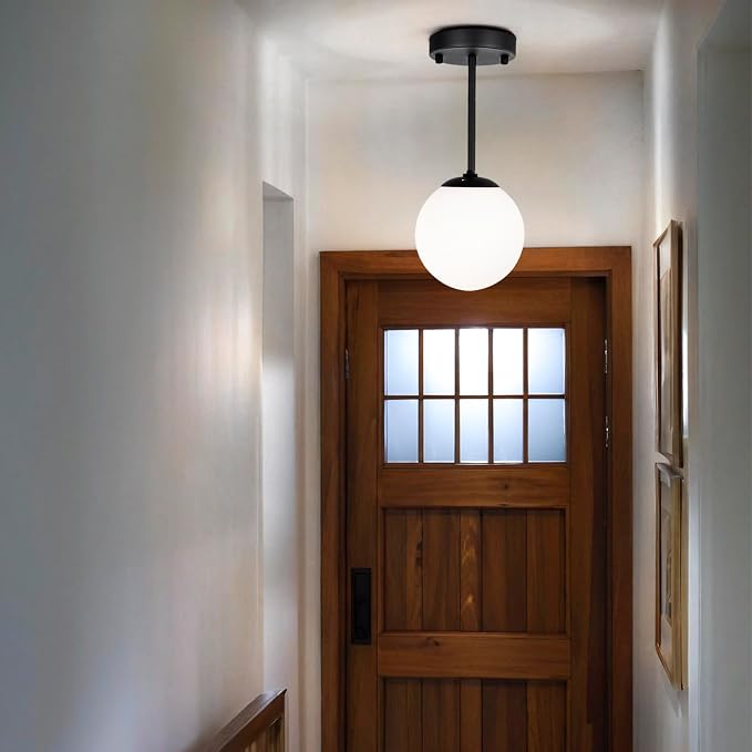 7.1 Inch Frosted White Glass Globe Lamp Shade with 2.56" Smooth Opening (No Lip) Milk Glass Ball Lampshade Cover Opal Sphere Shade Chandelier Light Fixture for Wall Sconce Pendant Light Table Lamp