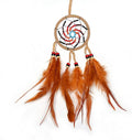 Handmade Dream Catchers Wall Decor,Boho Feather Dreamcatcher with Natural Elements,Unique Home Decor Gift for Bedroom, Living Room (Light Coffee Color 11.8in)