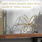 8" Gold Decorative Sphere, Metal Floral Tabletop Sculpture, Abstract Tabletop Decorative Ball for Home Metal Sphere Decor
