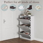 Shoe Cabinet with 3 Flip Drawers, Hidden Wood Shoe Cabinet,Freestanding Shoe Storage Cabinet for Entryway Hallway.White. 47.2" H*31.5" W*9.45" D.