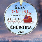 BSQUIELE Personalized Best Dentist Ever Glass Ornament 2025 - Custom Name Orthodontist Keepsake - Gift for Dental Assistant Hygienist - Unique Xmas Tree Hanging Decoration for Dental Professionals