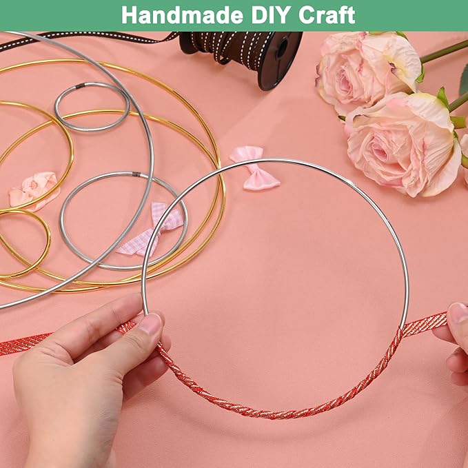 M METERXITY 12-Pack Dream Catcher Rings,7.9 Inch Metal Round Shape Macrame Wreath Floral Ring Hoop for Home/Valentine/DIY Craft/Wedding/Wall Hanging Decorations [Golden]