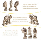 aboxoo 3 Pcs Thinker Statue, Silence is Gold, See No Evil Hear No Evil Speak No Evil Statues, Modern Resin Sculptures Decor for Living Room, Home, Office Study (Sandy)