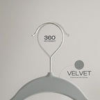 Utopia Home Velvet Hangers 100 Pack – Luxury Non-Slip Slim Pant & Coat Hangers, Strong Space-Saving Clothes Hangers with Pants Bar and 360° Swivel Hook – Grey