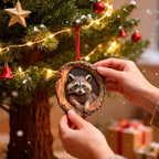 Forest Animal Christmas Ornaments, Funny Forest Animal Ornaments for Christmas Tree,3D Resin Ornaments Hanging for Animal Lover&Easter Basket Stuffers(Raccoon)