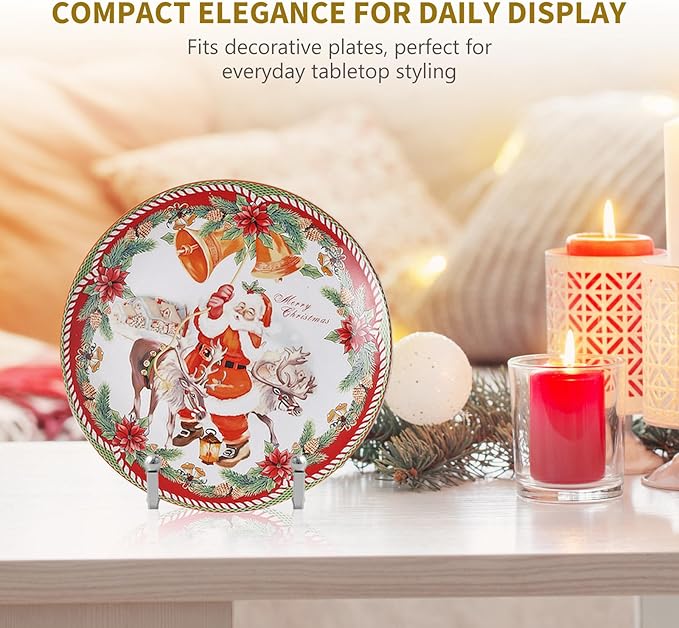 Plate Holder Easel Display Stand - 4.5 inch Metal Plate Stands for Display - Tabletop Picture Stand - Silver Iron Easels for Display Pictures | Photo Frames | Book | Decorative Plates | Plaque -2 Pack