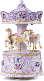 Handcrafted Carousel Music Box with Colorful Lights,Vintage Horse Musical Figurine,for Home Décor,Christmas Valentine's Day Birthday Gifts for Girls,Friends,Kids,Plays Canon in D Tune