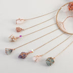 7 Chakra Wind Chimes Raw Stone Tree of Life Dream Catchers Hanging Ornament Natural Crystal Wind Chime for Home Garden Decoration(Gold)