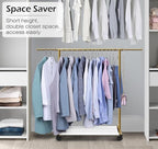 MISSLO Short Clothing Racks for Hanging Clothes with Bottom Shelves and Wheels Heavy Duty Rolling Clothes Rack Kids Clothing Rack for Adult Coat, Closet, Wardrobe (Gold)